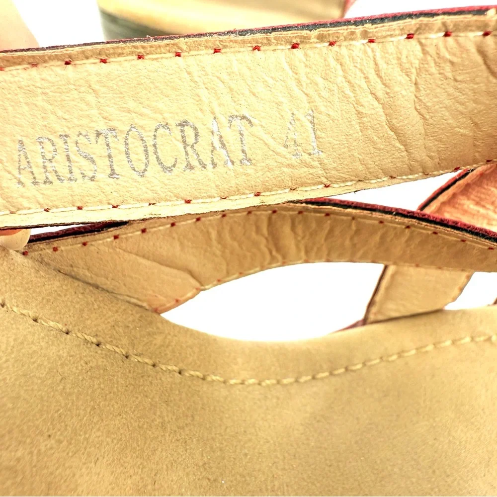 PATRIZIA by Spring Step ARISTOCRAT Studded Red Wedge Slide Sandals ~ Size 41 - Picture 8 of 13